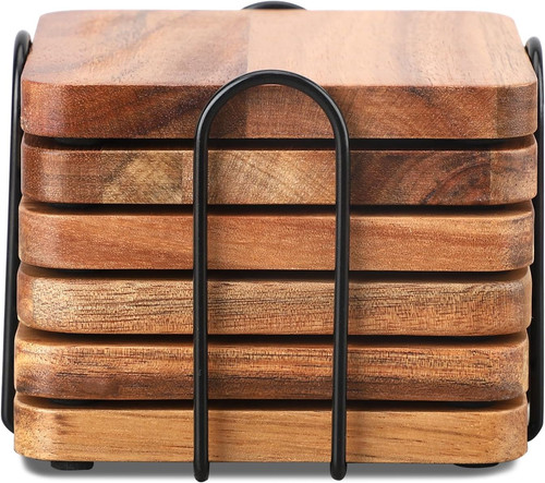 Holz glasuntersetzer set mit - set,