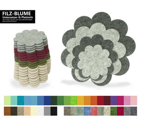 Blume filz untersetzer - filz, Ø