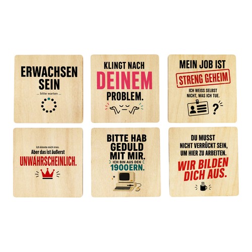 6er set untersetzer - set, holz