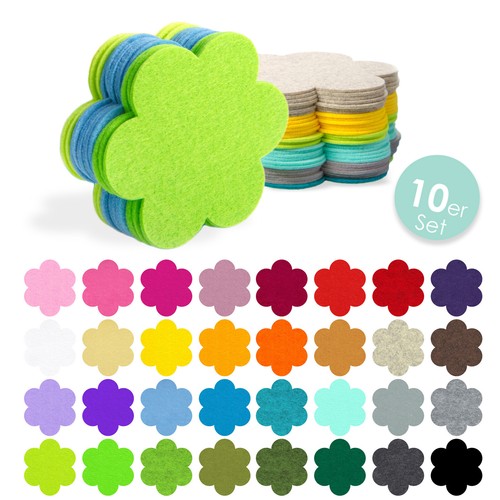 10er set blume filz - set,