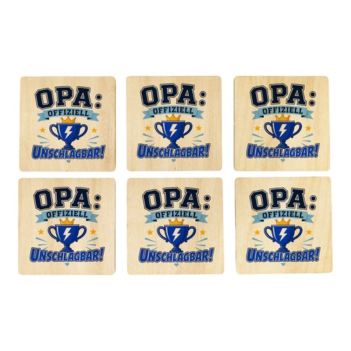 6er set untersetzer holz - set, opa
