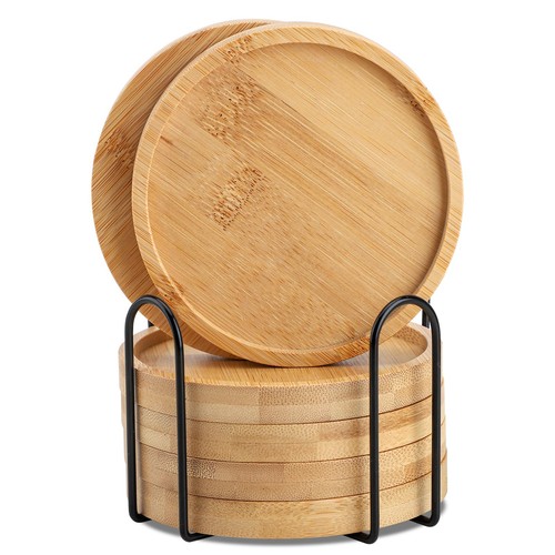Bambus untersetzer rund holz - untersetzer,